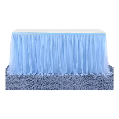 Mantel De Tul Hecho A Mano Con Faldón De Mesa Decorativo
