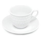 Xicara Para Café Com Pires De Porcelana Anne Branca 65ml