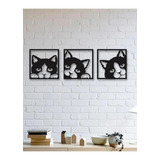 Cuadro Decorativo Gatos Madera Mdf Minimalista Pared Sala