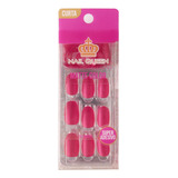 Unhas Autocolantes Pink Matte Color 24 Unid. Nail Queen