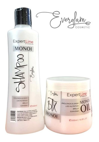 Btx + Shampoo  Everglam Expertline 500ml, Crema Capilar 