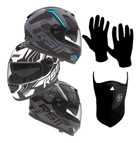 Casco Hawk Rs11 Revo + Guantes + Mascara - Sti C