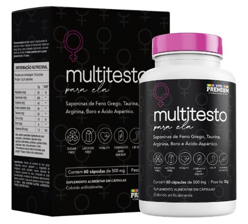 Multitesto Mulher 60 Caps Vita Premium Suplemento Alimentar