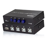 Switch Hub Switcher Abs 4 Port Usb2.0 Tipo-b Impressora Knup