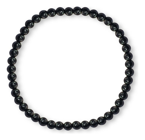 Pulsera Turmalina Negra Cuentas De 4 Mm. Protección