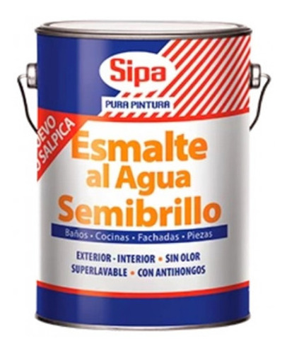 Esmalte Al Agua Semibrillo Blanco 4 Galón Sipa Mimbral