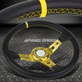 350mm 3  Deep Dish 6-bolt Gold Vinyl Leather Aluminum Ra Sxd