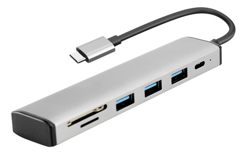 Hub Usb C 6 En 1 -c A Usb 3.0x3+pdx1+lector De Tarjetas Sd/t