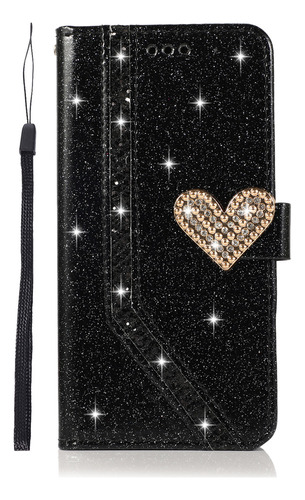 Funda De Piel Tipo Cartera Para iPhone Bling Glitter