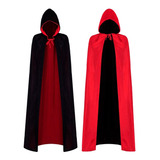 Capa Disfraz Reversible Negro/rojo Con Capucha 130cm