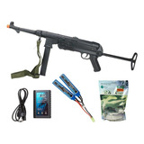 Rifle Sub Metralhadora Airsoft Mp40 Full Metal Black + Kit 