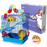 Gaiola Hamster Tubos 2 Andares Casinha Comedouro 42x39x27cm