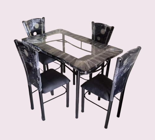 Comedor Metálico 4 Puestos Metal Madera Económico  Domicilio