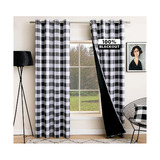 Cortinas Opacas Con Diseño De Cuadros Color Negro Con Blanco