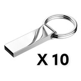 10 Usb Llavero Metal Color Plata 64gb