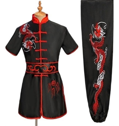 Ss Fg 2 Piezas Artes Marciales Kungfu Bordado Ropa Negra [u]