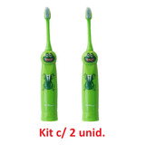 Kit 2 Un Escova Dental Elétrica Infantil Sapo Verde Techline