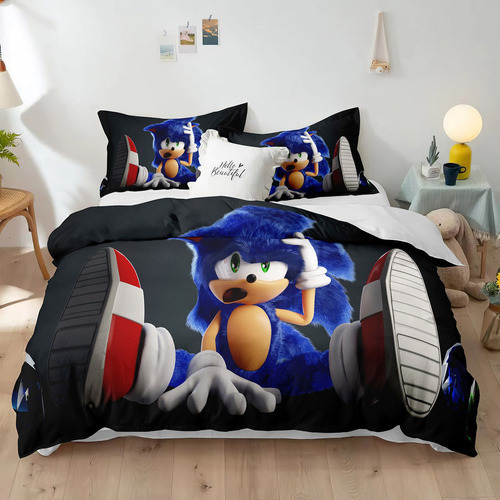 Funda De Edredón Sonic Juego De Cama Infantil