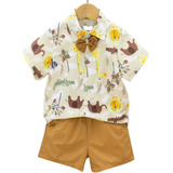  Conjunto Camisa Con Short Para Niños Con Dibujo Safari  