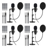 Paquete De 4 Microfonos De Condensador Xlr, Kit De Microf...