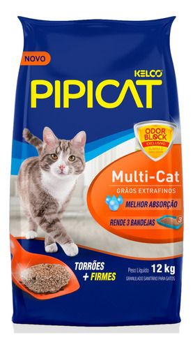 Areia Higiênica Pipicat Multi-cat 12kg