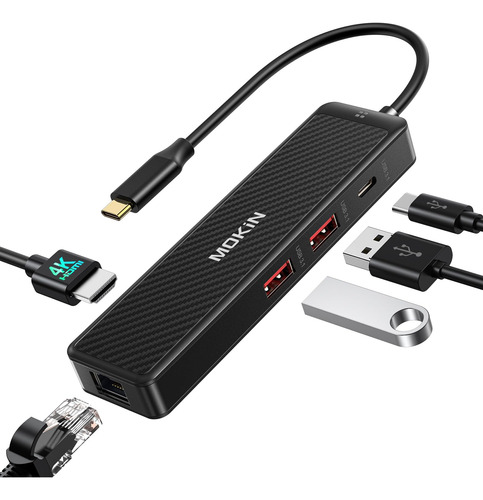 Adaptador Usb C A Ethernet, Concentrador Usb C Con Hdmi 4k 6