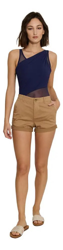 Short Camel Con Resorte En Cintura Para Mujer Holly Land