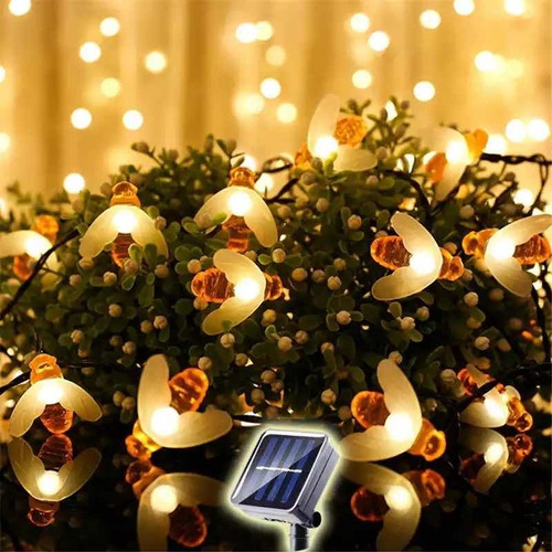 Guirnalda Solar 7mts Interior Exterior Luz Led Abeja 50luces