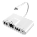 Adaptador Usb 4 En 1 Otg Lightning A Rj45 Compatible Hdmi 4k