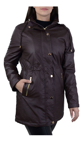 Jaqueta Feminina Safira Parka Peluciada Marrom Café - Sf0041