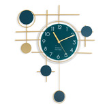 Reloj De Pared Moderno Grande Decorativo Clasico Azul Y Dora