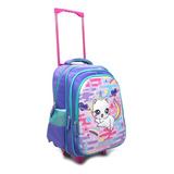 Mochila Escolar Infantil Carro Ruedas Reforzadas Diseños 3d Gato Unicornio