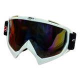 Gafas Para Motociclista Goggle Techx2 Blanco C/mica Tornasol