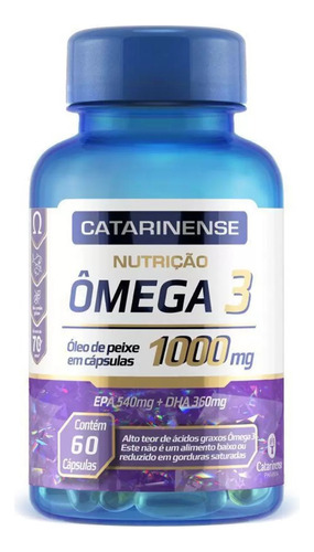 Ômega 3 Catarinense 1000mg 60 Capsulas Epa 540mg + Dha 360mg Sabor Sem Sabor