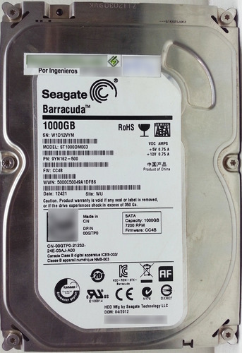 Seagate St1000dm003-9yn162 1tb Sata - 3082 Recuperodatos 