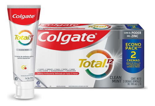 Colgate Total 12  Clean Mint 2 Unidades 100 Ml