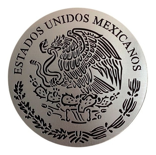 Escudo Nacional Mexicano Aluminio Anodizado Plateado Pared