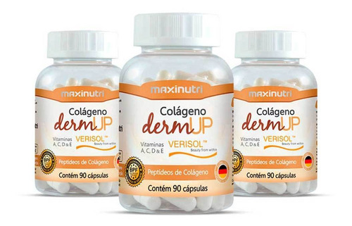 Kit 3 Colágeno Dermup Verisol Vitaminas A-c-d-e 90 Cápsulas