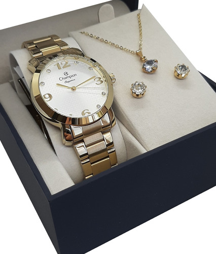 Relógio Champion Feminino Dourado Cn26279w P D'água Original