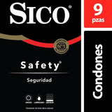 Condones Sico Safety Látex Natural Lubricado 9 Piezas
