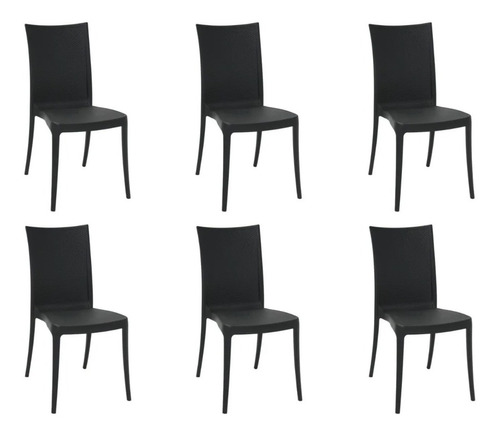 Conjunto 6 Cadeiras Laura Ratan Preto Tramontina
