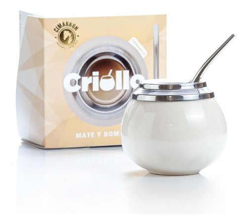 Mate Criollo Cerámica Acero Inox Bombilla Caja Regalo Hsk