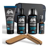 Kit Para Barba Robusta 2 Shampoo Balm Óleo Pente Necessaire