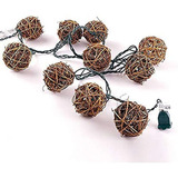 Lidore 10 Cuentas Natural Rattan Balls String Light Warm Whi