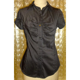 Camisa Zara Trafaluc Negra Mangas Farol  -  Talle M