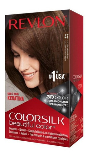 Kit Tinte Revlon  Colorsilk Beautiful Color Tono 47 Castaño Medio Cálido Para Cabello