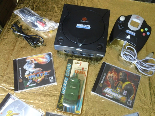 Dreamcast Sports Negra Control Memoria Y 5 Juegos Originales