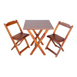 Conjunto 70x70 C/2 Cadeiras Bar Dobrável Em Madeira Premium