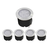 Kit 5 Balizador Spot Led Embutir Chão Piso Jardim 5w Quente