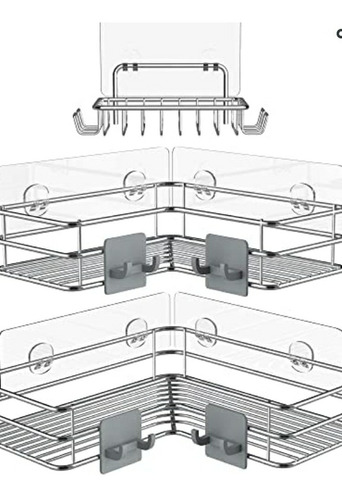 Set De 3 Estantes De Baño Para Ducha De Acero Inox. Corner 